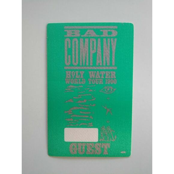 Bad Company Holy Water Backstage Pass Original 1990 Tour Hard Rock Music Green - Picture 3 of 6